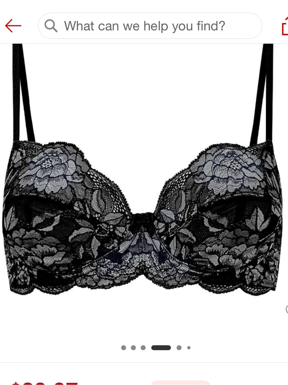 Adore Me Black Lace Underwire Floral Bra